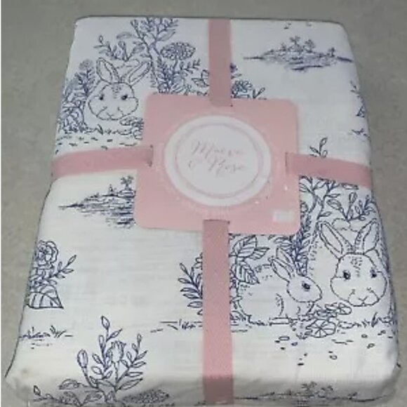 MAEVE & ROSE EASTER BLUE WHITE TOILE OBLONG TABLECLOTH 60" X 84” NEW - Picture 1 of 3